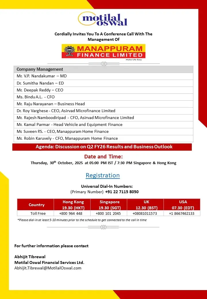 Manappuram concall invite Q2FY26